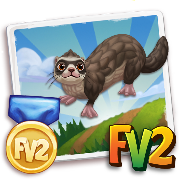 Ferret Adult Sable, , Bert just raised a Prized Sable Ferret!, Bert has finished training his Prized Sable Ferret in FarmVille 2! Grab an extra milk to feed new baby animals!